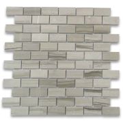 Athens Grey Wood Grain 1x2 Medium Brick Mosaic Tile Polished