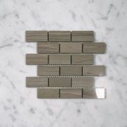 (Sample) Athens Grey Wood Grain Marble 1x2 Medium Brick Mosaic Tile Polished