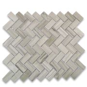 Athens Grey Wood Grain 1x2 Herringbone Mosaic Tile Polished