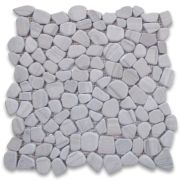 Athens Grey Wood Grain River Rocks Pebble Stone Mosaic Tile Tumbled