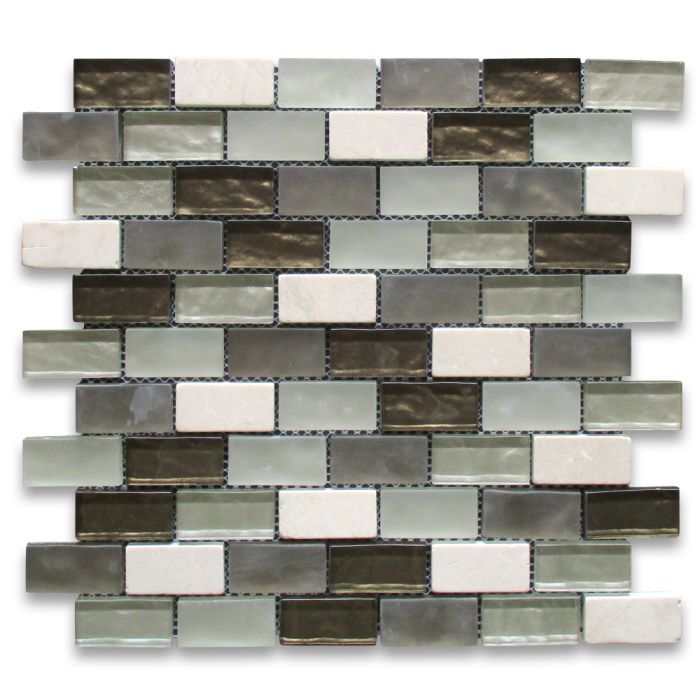 Mosaic Tiles Sheet Onyx White Stainless Steel With Glass For Walls And  Floors