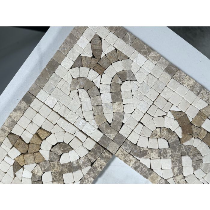 Palm Emperador 4x13.8 Marble Mosaic Border Listello Tile Tumbled