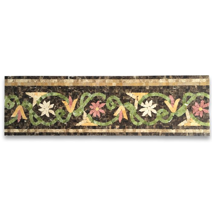 Blossom Emperador 7.1x12 Marble Mosaic Border Listello Tile