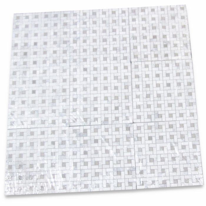 Carrara White Marble Pinwheel Windmill Spiral Target Mosaic Carrara White Marble Pinwheel Windmill Spiral Target Mosaic