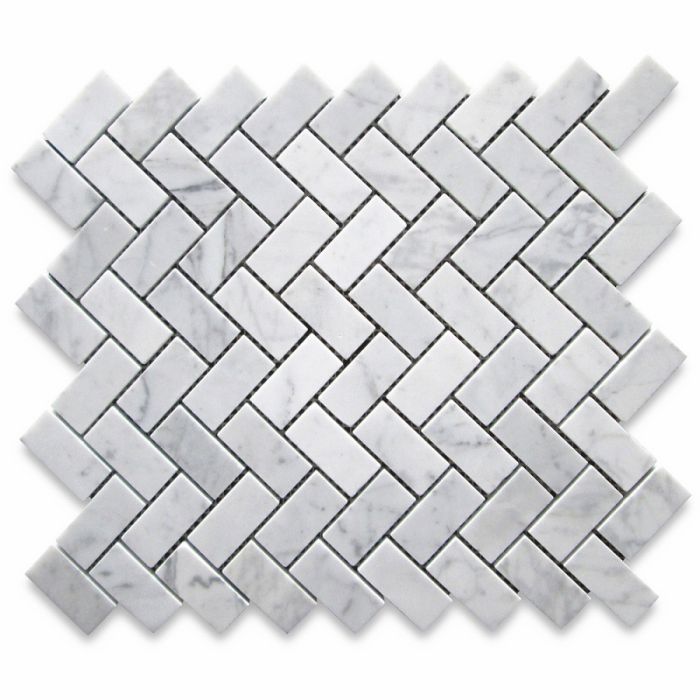 Carrara Marble Tile Italian White Carrera 1x2 Herringbone Mosaic Honed -  Marble Online