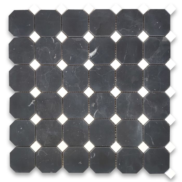 Black Porcelain Mosaic Tile Honed Finish 2 x 2