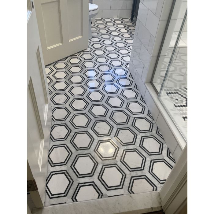 Hex Carrara Snow White Porcelain Mosaic Wall and Floor Tile - 1 in. Hex Carrara Snow White Porcelain Mosaic Wall and Floor Tile - 1 in.