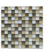 White Green and Beige Glass 7/8 Square Mosaic Tile