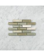 White Yellow Glass Mix Beige Marble 5/8x2-1/4 Brick Mosaic Tile