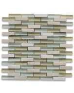 White Yellow Glass Mix Beige Marble 5/8x2-1/4 Brick Mosaic Tile