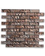 Warm Rusty Color Satin and Matte Glass 1x3 Brick Mosaic Tile