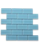 Country Blue 2x4 Subway Glass Mosaic Tile
