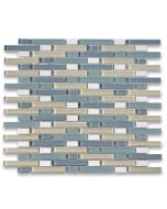 Blue Beige Glass Mix Crystal White Marble Random Brick Mosaic Tile