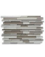 Beige Blends Glass Random Strip Modern Brick Mosaic Tile