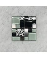 (Sample) Gray White Glass Mix Electroplate and Stainless Steel Paragon Mosaic Tile