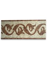 Floral Red Wooden 5.9x13.8 Marble Mosaic Border Listello Tile Polished