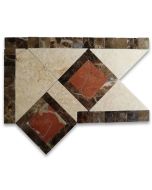 Venice Rojo 4.4x7.6 Marble Mosaic Border Corner Tile Polished