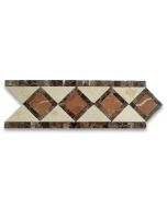 Venice Rojo 4.4x12.9 Marble Mosaic Border Listello Tile Polished