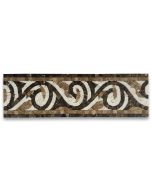 Garden Emperador 4.7x15.7 Marble Mosaic Border Listello Tile Polished