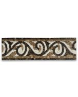 Garden Emperador 4.7x15.7 Marble Mosaic Border Listello Tile Polished