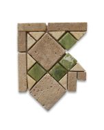 Venice Green 4.8x4.8 Marble Mosaic Border Corner Tile Tumbled