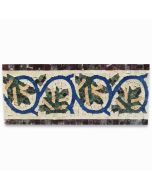 Lotus Leaf Blue 5.9x13.8 Marble Mosaic Border Listello Tile Polished