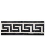 Greek Key Carrara White Nero Marquina Black 3.5x11 Marble Mosaic Border Listello Tile Honed