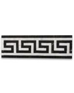 Greek Key Carrara White Nero Marquina Black 3.5x11 Marble Mosaic Border Listello Tile Polished