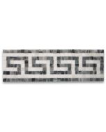 Greek Key Carrara White Bardiglio Gray 3.5x11 Marble Mosaic Border Listello Tile Honed
