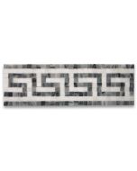 Greek Key Carrara White Bardiglio Gray 3.5x11 Marble Mosaic Border Listello Tile Honed