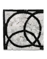 Eternal Rings Carrara White Nero Marquina Black 4x12 Marble Mosaic Border Corner Tile Polished