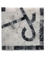 Stretch Bardiglio 4x4 Marble Mosaic Border Corner Tile Honed