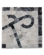 Stretch Bardiglio 4x4 Marble Mosaic Border Corner Tile Polished