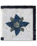 Elizabeth Emerald Sapphire 4.7x4.7 Marble Mosaic Border Corner Tile Polished