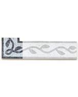 Whirlwind Leaf Carrara Bardiglio 4x4 Marble Mosaic Border Corner Tile Polished