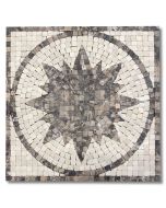 Compass Emperador Crema 12x12 Marble Medallion Micro Mosaic Tile Tumbled