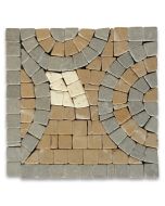 Swirl 4x4 Marble Mosaic Border Corner Tile Tumbled