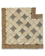Inca 3.25x3.25 Marble Mosaic Border Corner Tile Tumbled