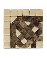 Quadra Emperador 2.25x2.25 Marble Mosaic Border Corner Tile Tumbled