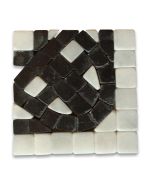 Quadra Bianco 2.25x2.25 Marble Mosaic Border Corner Tile Tumbled