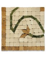 Edera Antique 4x4 Marble Mosaic Border Corner Tile Tumbled