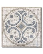 Katana Flower Beige 12x12 Marble Medallion Micro Mosaic Tile Tumbled