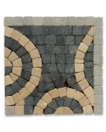 Swirl Nero 4x4 Marble Mosaic Border Corner Tile Tumbled