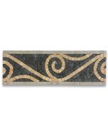 Swirl Nero 4x12 Marble Mosaic Border Listello Tile Tumbled