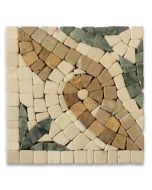 Leaf Verde 4x4 Marble Mosaic Border Corner Tumbled