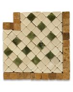 Inca Antique 3.25x3.25 Marble Mosaic Border Corner Tile Tumbled