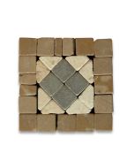 Greece 2x2 Marble Mosaic Border Corner Tile Tumbled