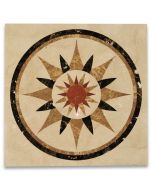 Jasmine Emperador Rojo Marble Medallion Inlay Waterjet Art Piece 36 inch Square Polished