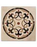 Savannah Emperador Gold Marble Medallion Inlay Waterjet Art Piece 36 inch Square Polished