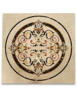 Rafael Emperador Colorful Marble Medallion Inlay Waterjet Art Piece 36 inch Square Polished